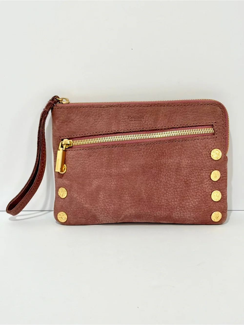 Hammitt Nash Small Wristlet/Crossbody Bag In Dusty Rose Nubuck/HammeredBG Rivets